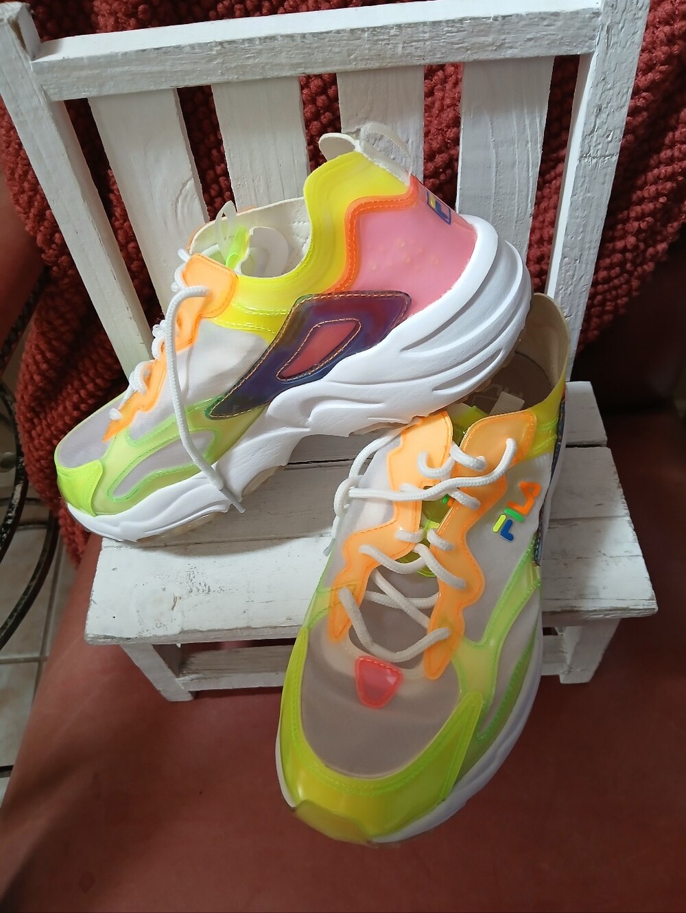 Fila Neon Multicolor Women's Sneakers - Yellow Green Orange Pink.